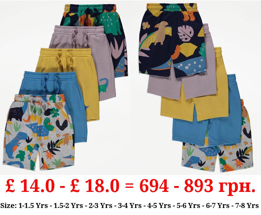 Dinosaur Sweat Shorts 5 Pack