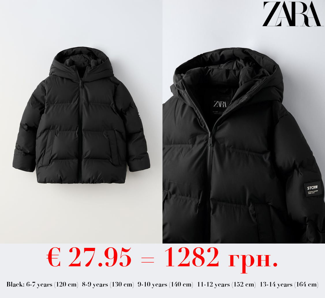 WATER-REPELLENT DOWN JACKET WITH LABEL