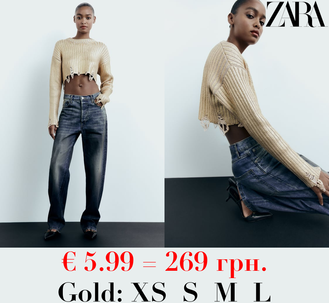 CROPPED FOIL KNIT SWEATER