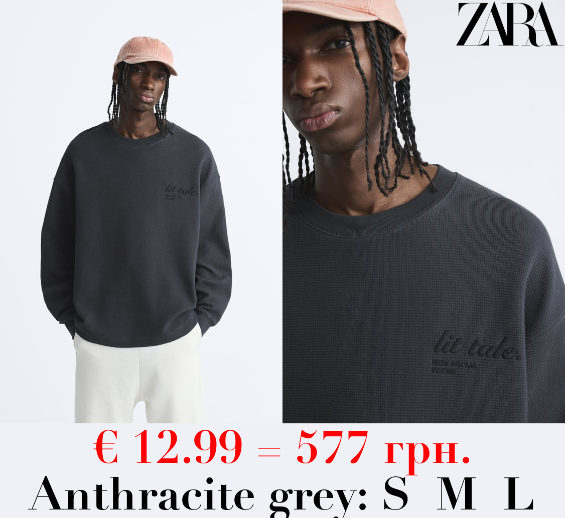 CHECK-TEXTURE SWEATSHIRT