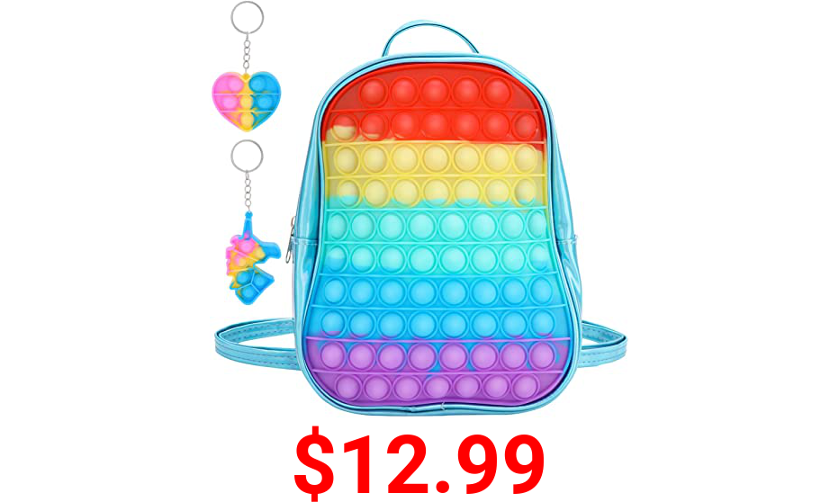Alexsky Pop Backpack Purse for Girls, Pop Shoulder Bag Fidget for Kids Toddler, Push Popper Bubble Sensory Fidget Toy, Blue