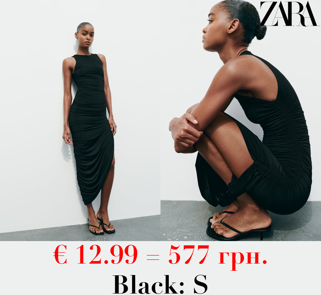 FITTED POLYAMIDE DRAPED DRESS