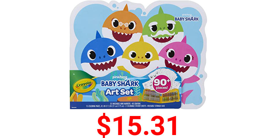 Crayola Baby Shark Art Set, 90 Pieces, Gift for Kids, 4, 5, 6, 7