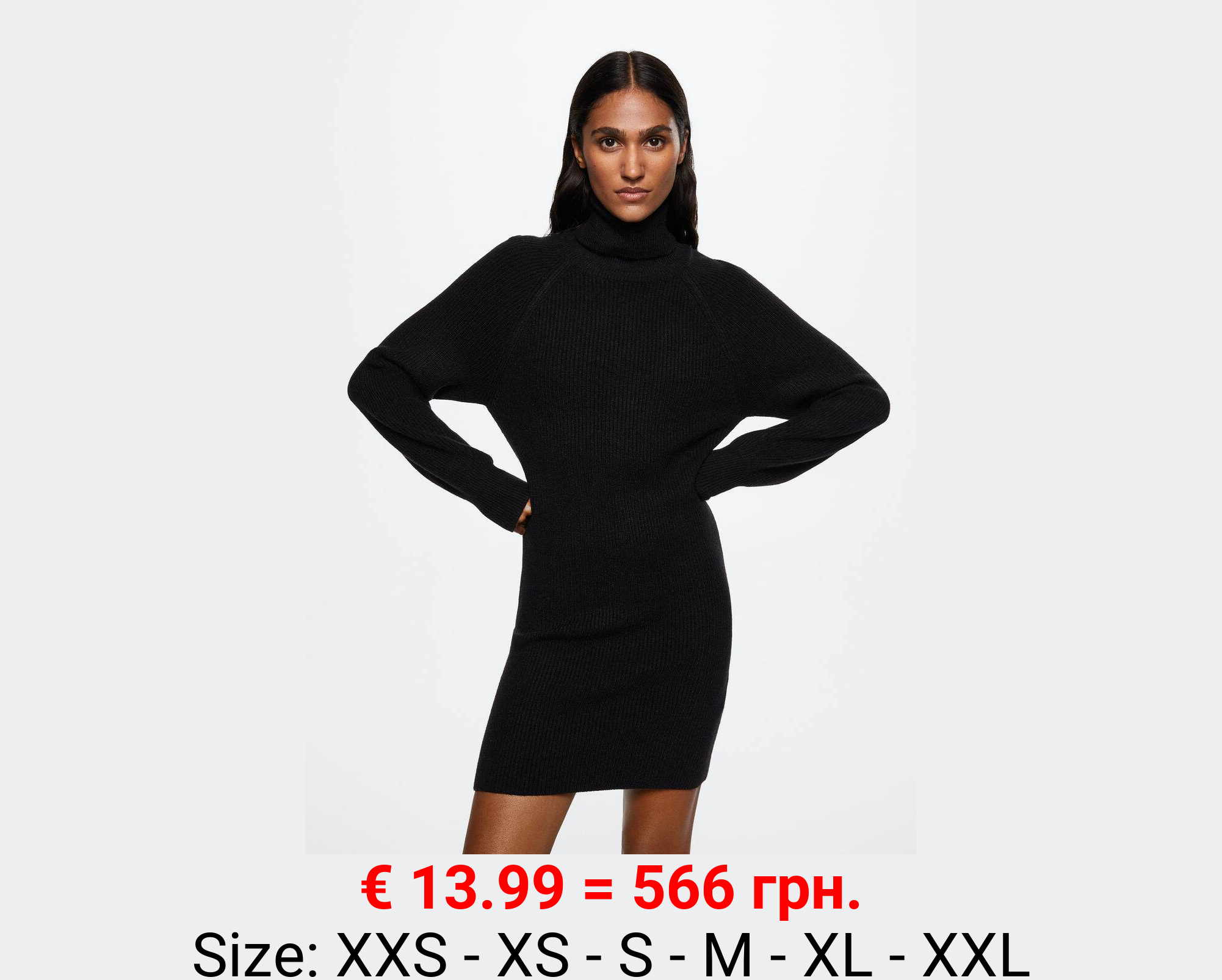 Vestido canalé cuello vuelto