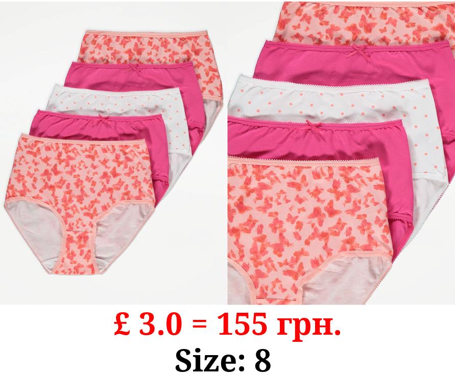 Pink Butterfly Full Briefs 5 Pack