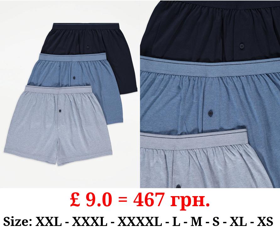 Blue Loose Fit Boxers 3 Pack