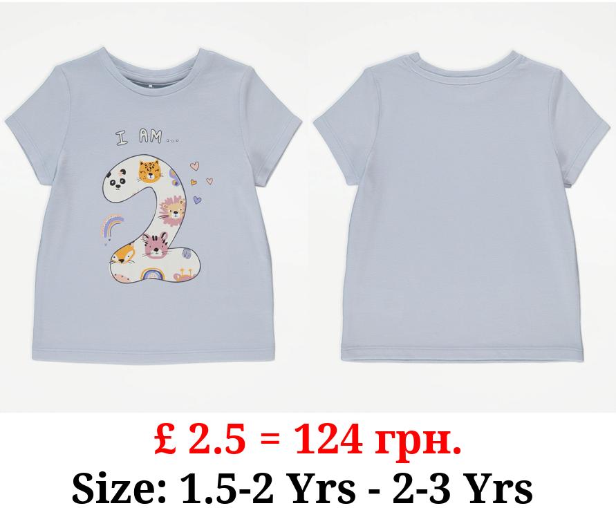 Blue I Am 2 Animal Birthday T-Shirt