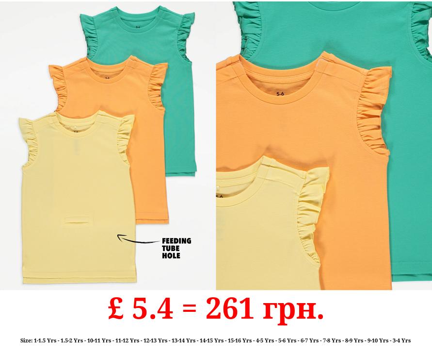 Easy On Adaptive Plain Frill Sleeve T-Shirts 3 Pack