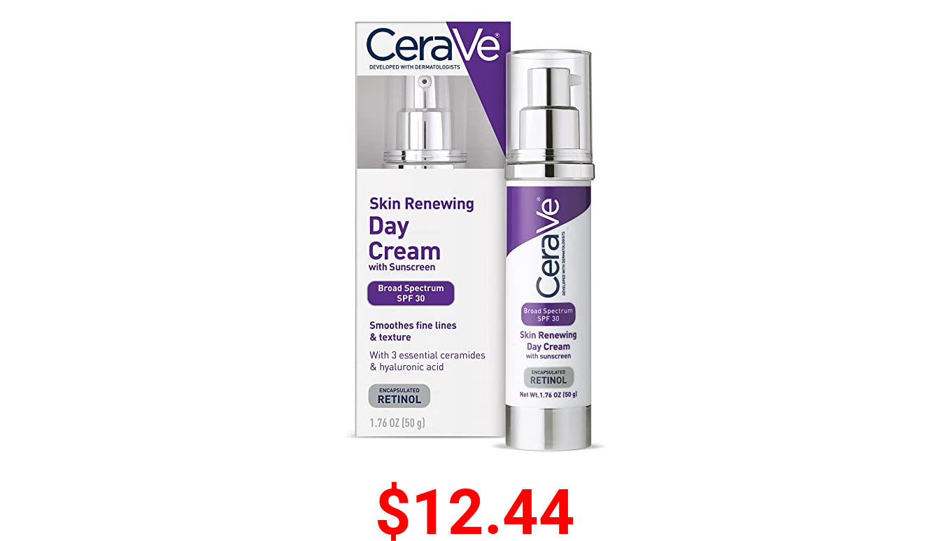 CeraVe Anti Aging Face Cream with SPF 30 Sunscreen | Anti Wrinkle Cream for Face with Retinol, SPF 30 Sunscreen, Hyaluronic Acid, and Ceramides | 1.76 Ounce