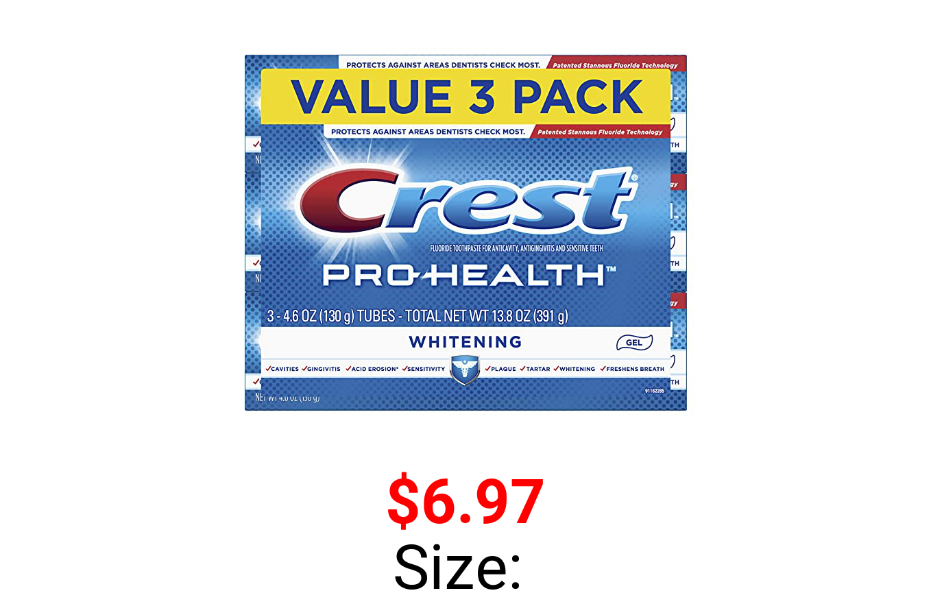 Crest Pro-Health Whitening Gel Toothpaste, 4.6 oz, 3 Count, Triple