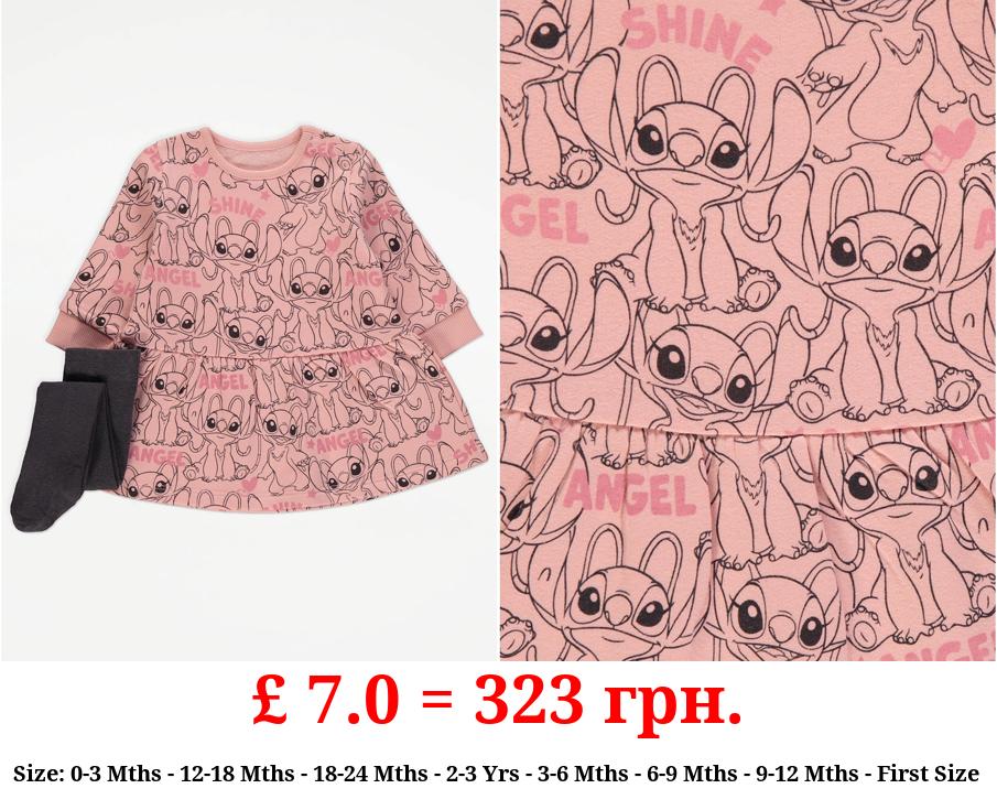 Disney Lilo & Stitch Pink Jumper Dress and Tights Outfit