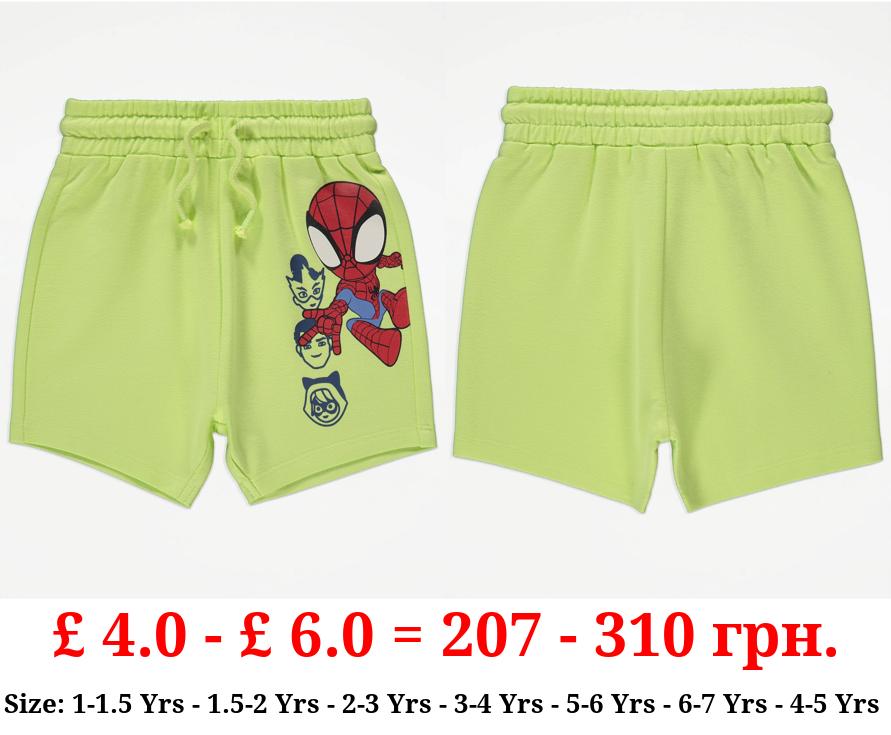 Marvel Spidey and Friends Lime Green Jersey Shorts