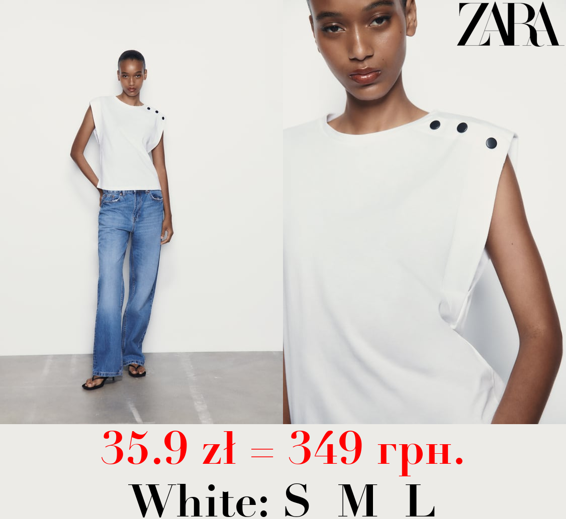 SLEEVELESS T-SHIRT WITH BUTTONS