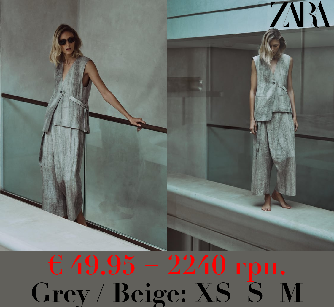 ZW COLLECTION 100% LINEN ASYMMETRIC WAISTCOAT