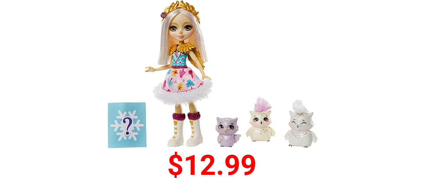 Enchantimals Family Toy Set, Odele Owl Small Doll (6-in) with 3 Owl Animal Friends, Great Gift for 3-8 Year Olds