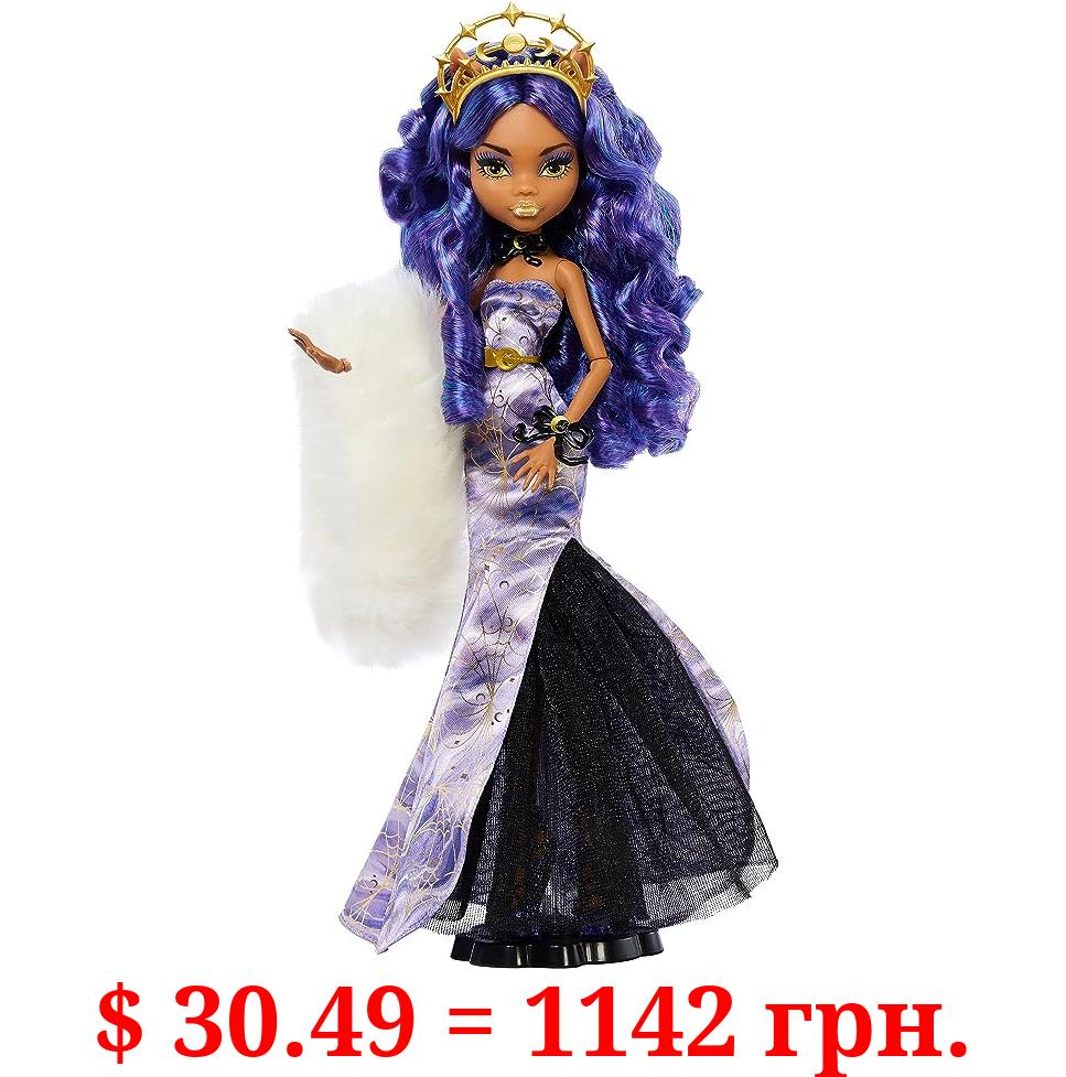 Monster High Doll, Clawdeen Wolf Howliday Collector Edition, Purple Hair and Floor-Length Gown with Furry Boa