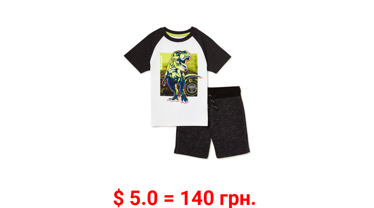 365 Kids From Garanimals Boys Dino Short Sleeve Tee & Short, 2-Piece Outfit Set, Sizes 4-10
