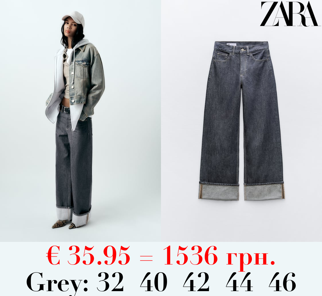 TRF TURN-UP CUFF HIGH-WAIST BELTLOOP JEANS