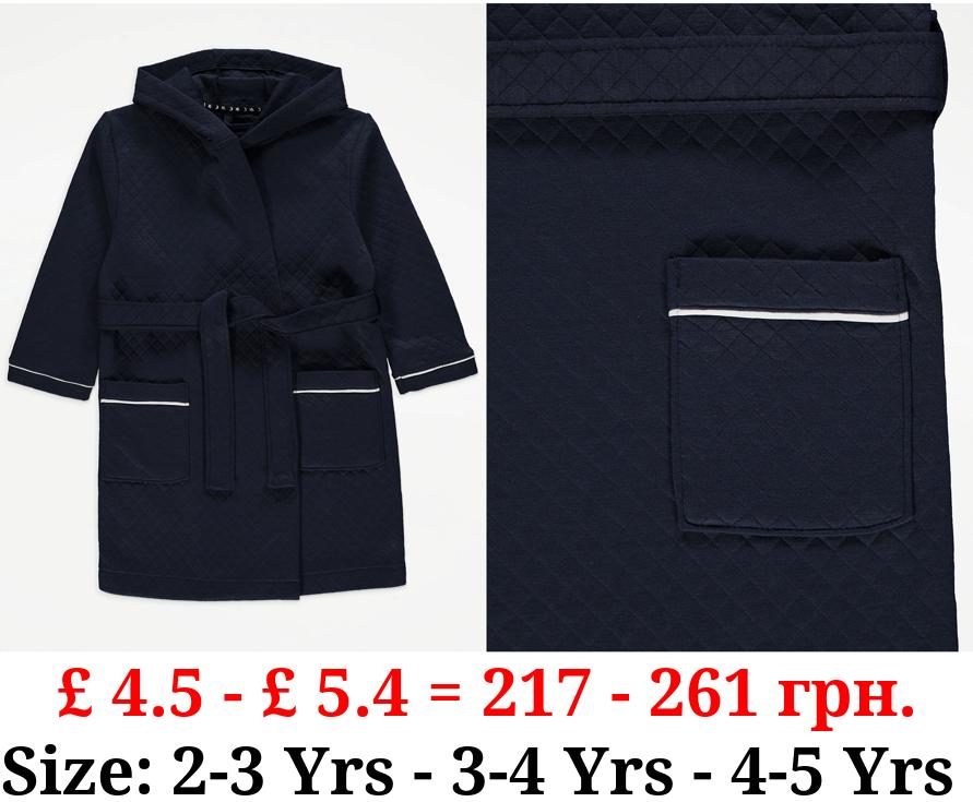 Navy Quilted Dressing Gown