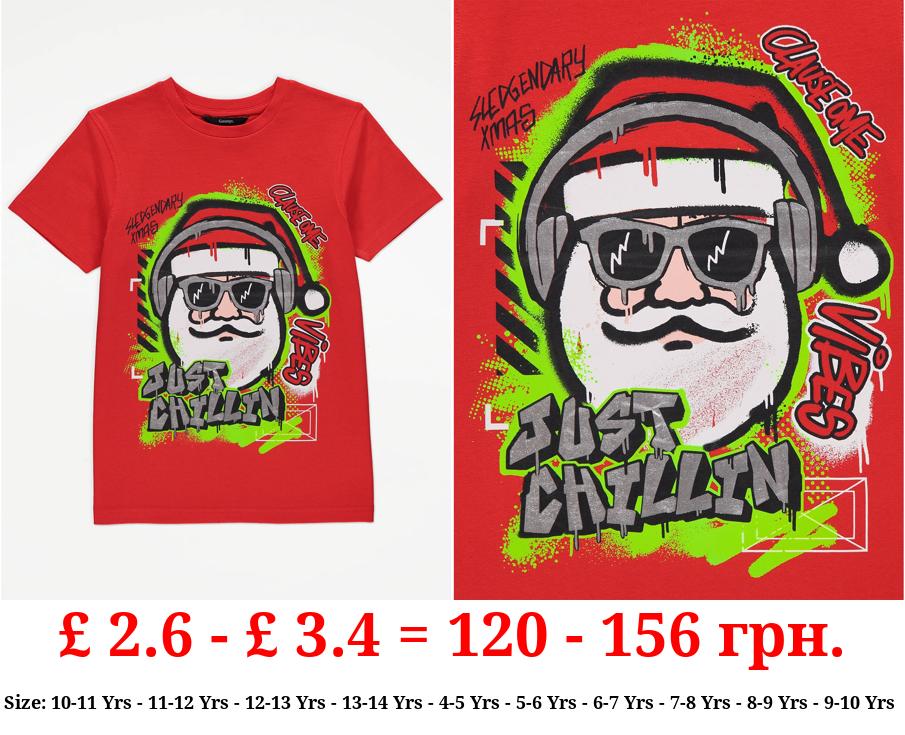 Red Graffiti Santa Claus Graphic T-Shirt