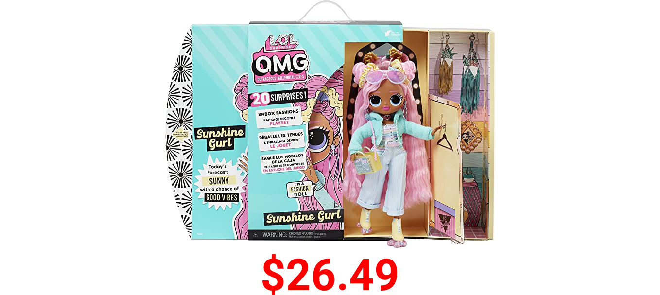 LOL Surprise OMG Sunshine Gurl Fashion Doll - Dress Up Doll Set with 20 Surprises for Girls and Kids 4+