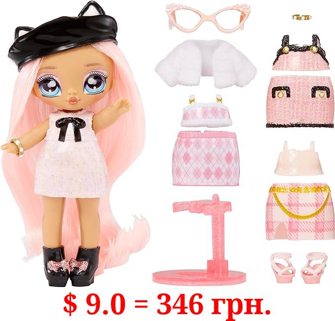 Na! Na! Na! Surprise Mini Ultimate Surprise Kitty Katwood 4" Mini Fashion Doll Kitty Inspired w/ 10 Mystery Fashions, Balloon Popping Confetti Surprises, Poseable,Toy Girls Boys Ages 4 5 6 7 8+