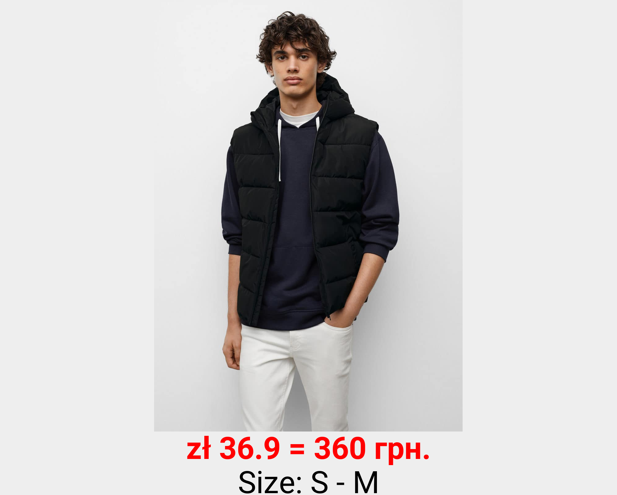 Chaleco capucha plumas