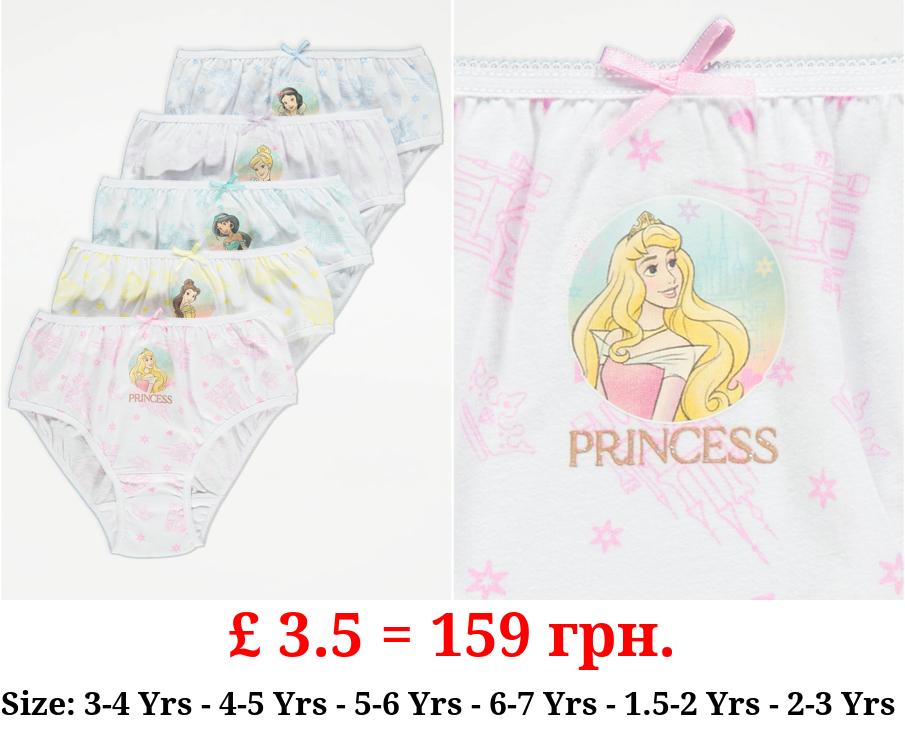 Assorted Disney Princess Character Print Briefs 5 Pack