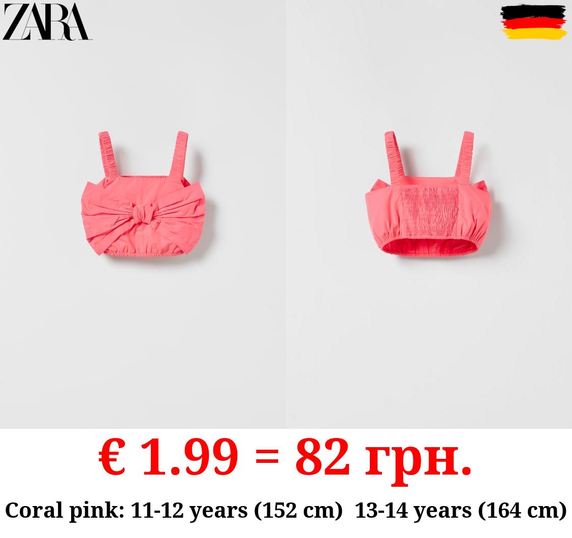 BALLOON POPLIN TOP WITH BOW