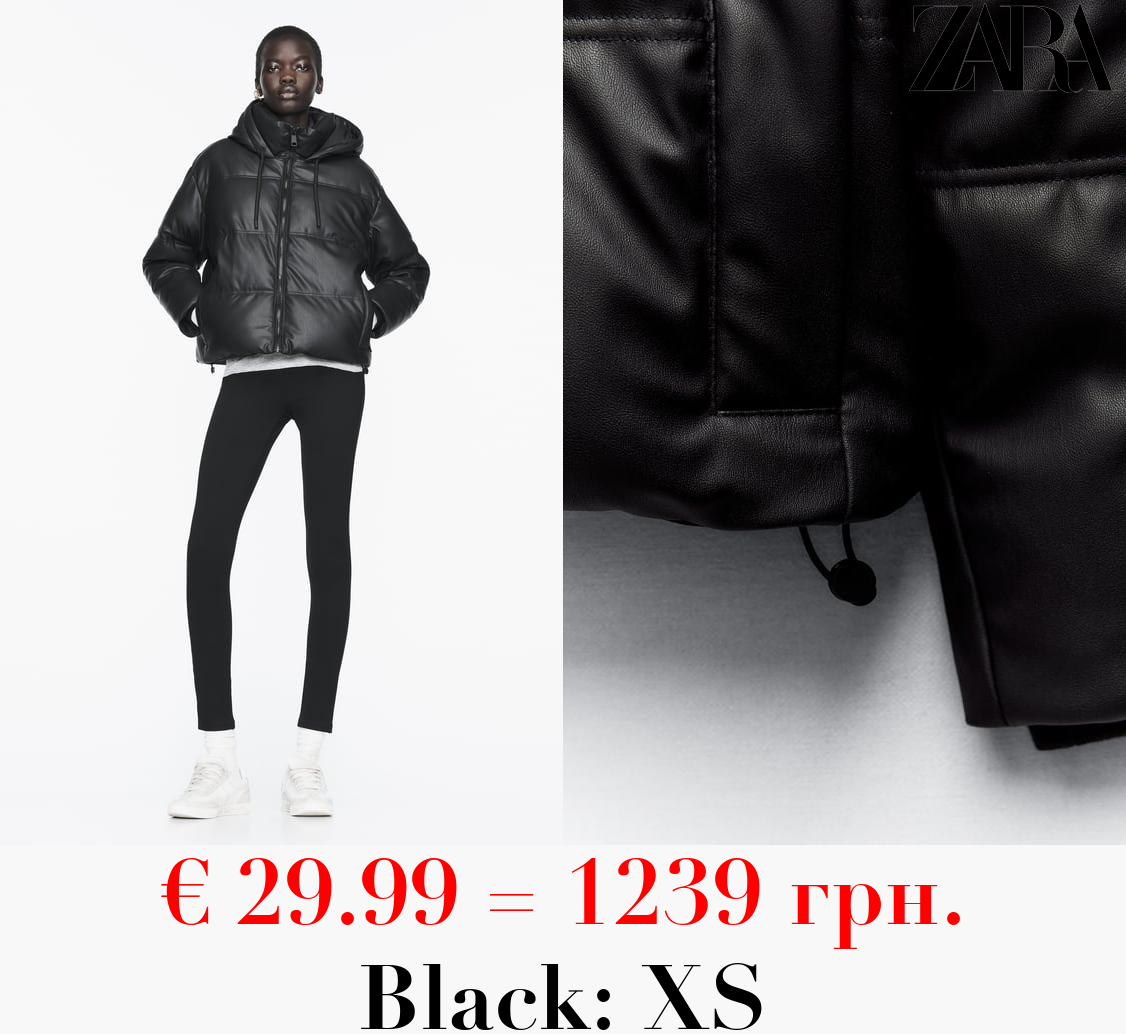 WIND PROTECTION FAUX LEATHER CROPPED PUFFER ANORAK