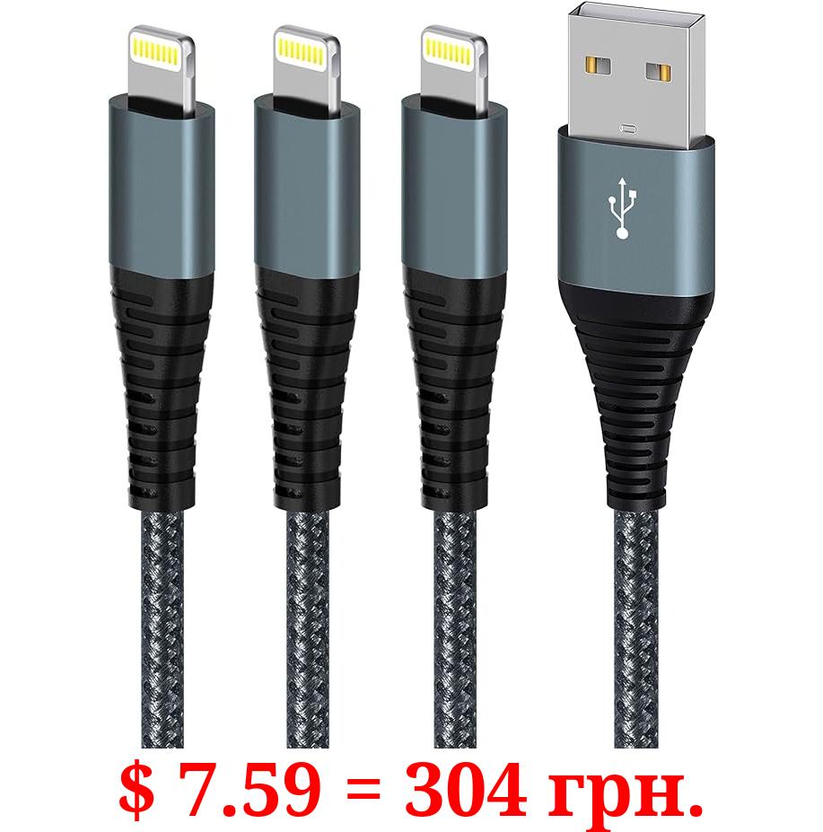 iPhone Charger Cable 6ft 3Pack, [Apple MFi Certified ] Lightning Cable Nylon Braided USB Fast iPhone Charging Cables Cord Compatible with iPhone14/13/12/12Pro/12ProMax/11/11Pro/XS MAX/XR/XS/X/8/7