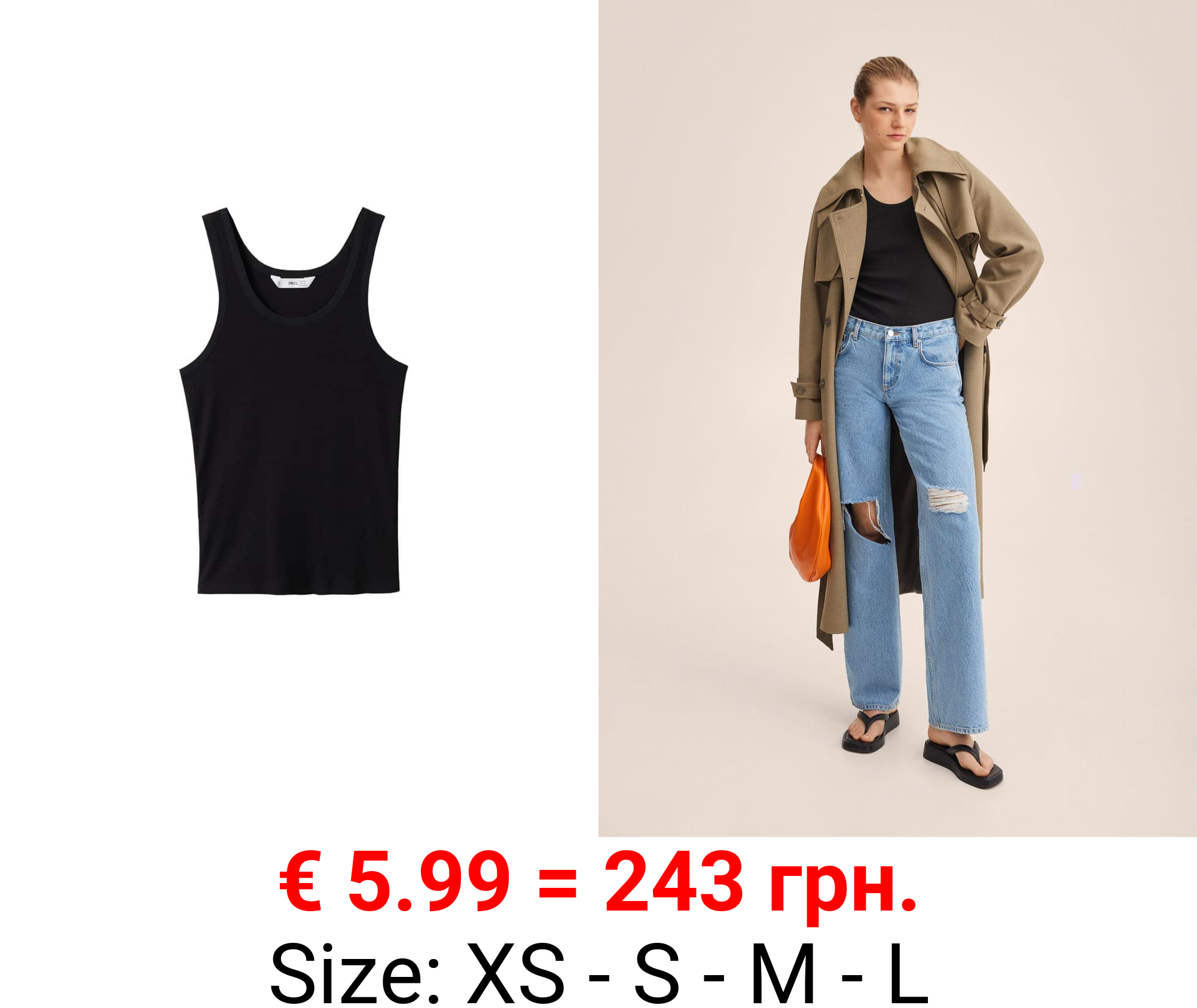 top punto canalé algodón