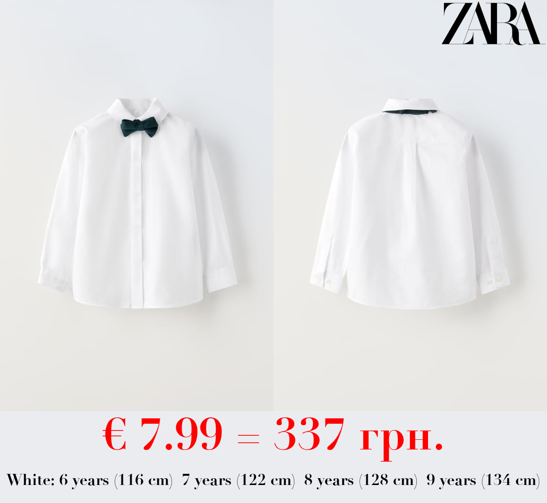 SHIRT WITH VELVET BOW TIE