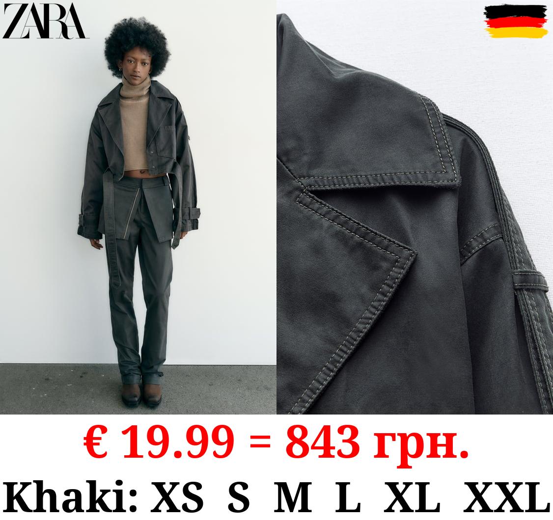 CROPPED WAXED TRENCH COAT