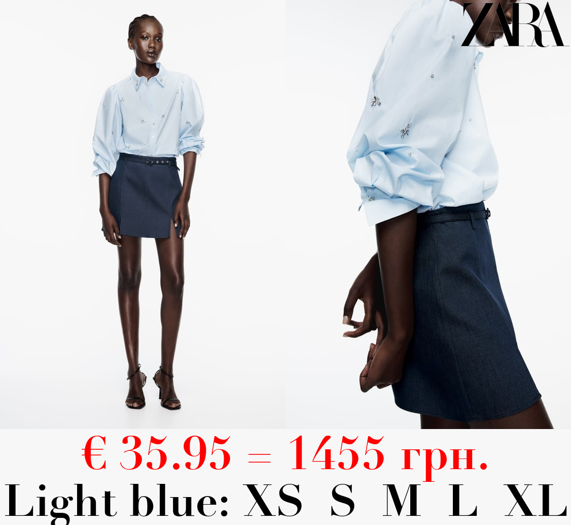 RHINESTONE POPLIN SHIRT