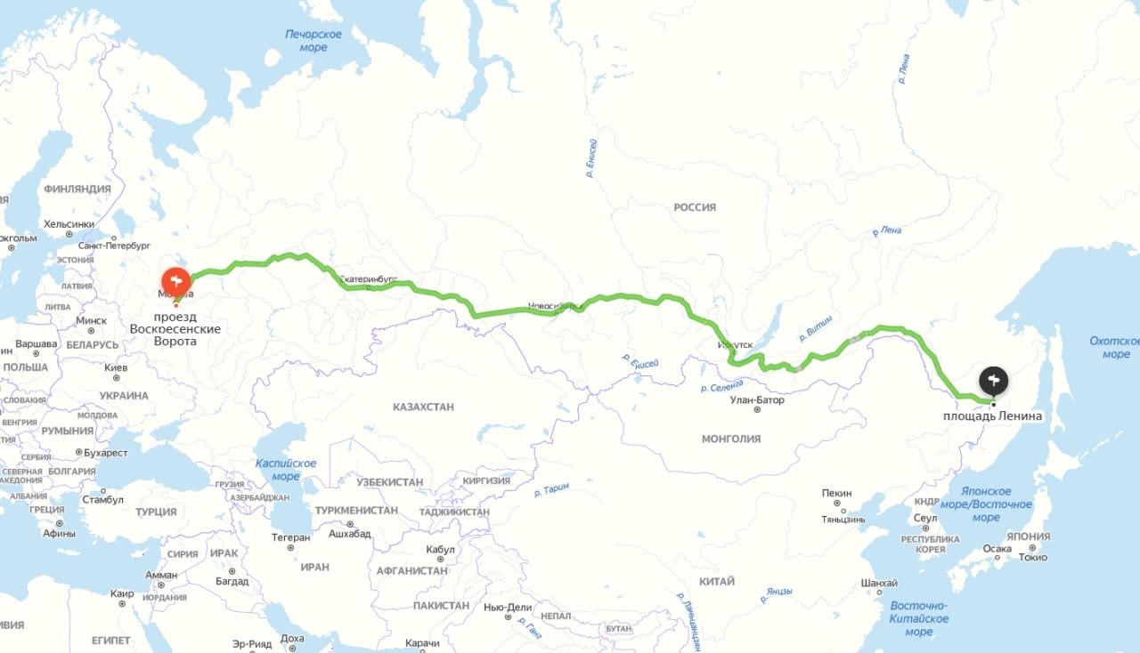В 250 000 руб. обошлась поездка Москва-Хабаровск на такси