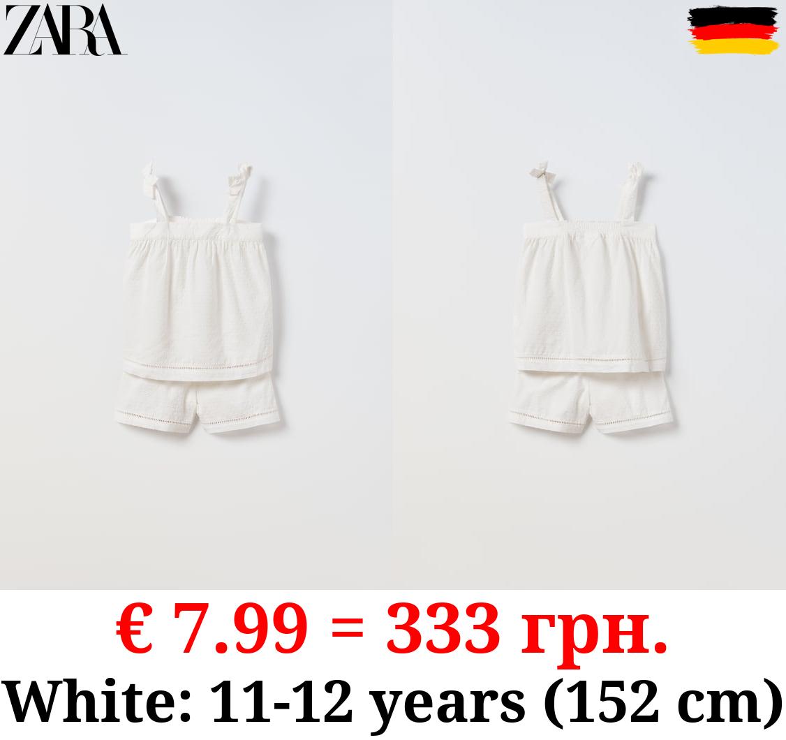 6-14 YEARS/ LACE TRIM DOTTED MESH CO-ORD