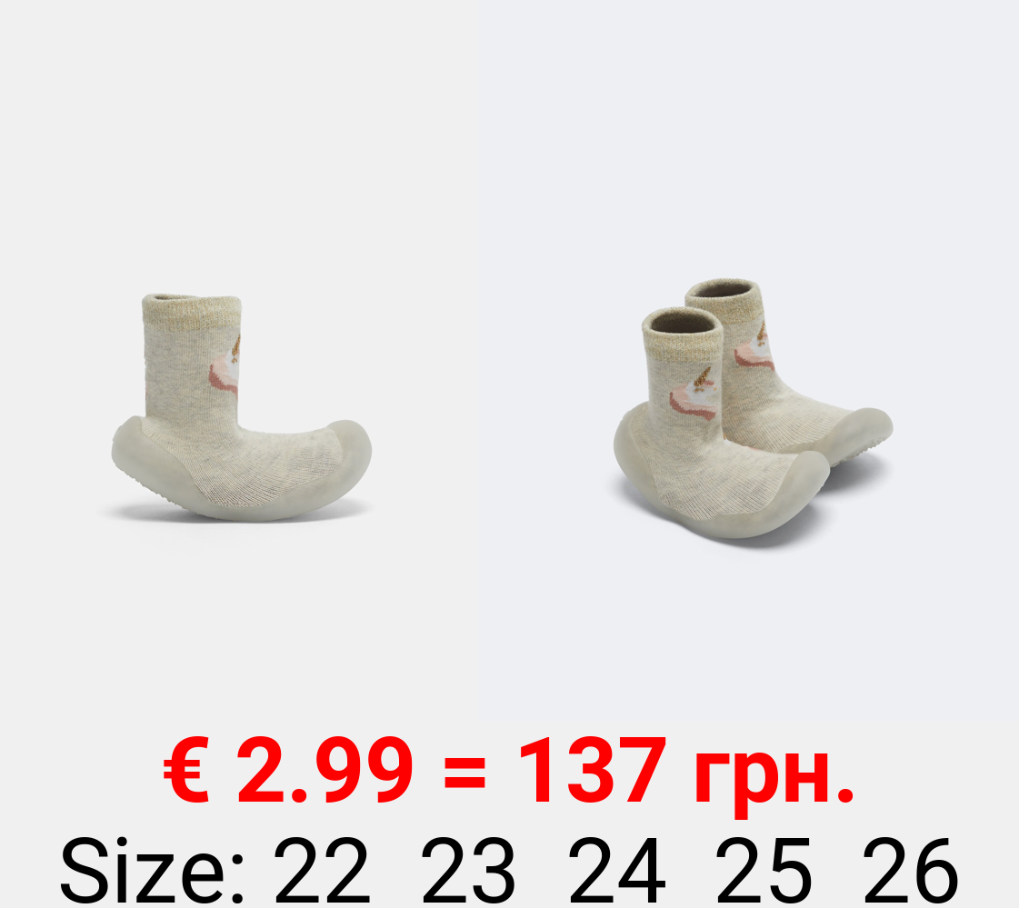 Unicorn sock-style slippers