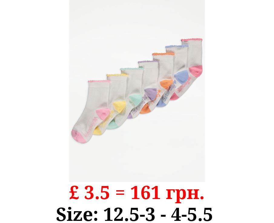 White Day of the Week Cotton Rich Ankle Socks 7 Pack
