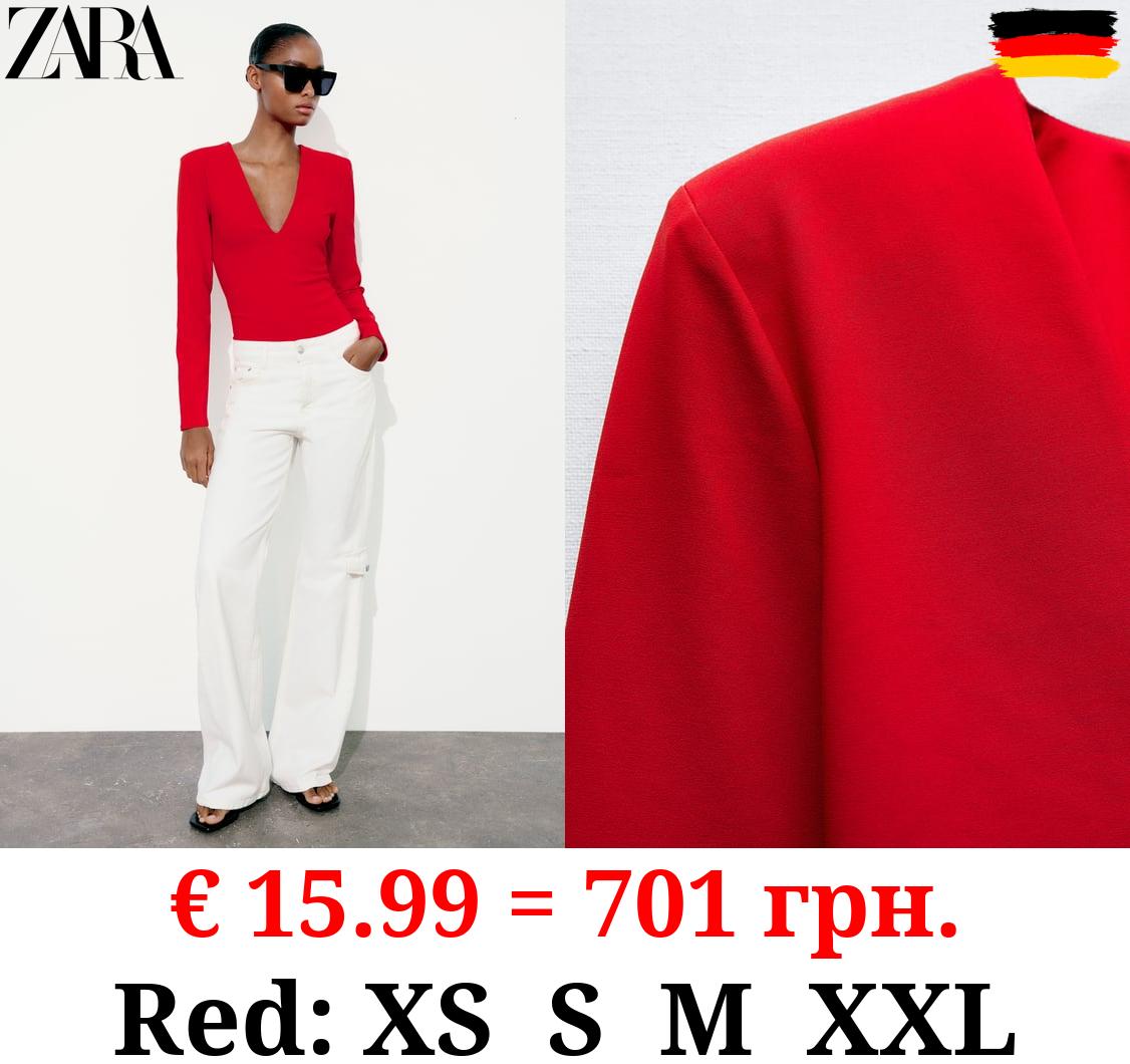 STRETCH BODYSUIT WITH SHOULDER PADS