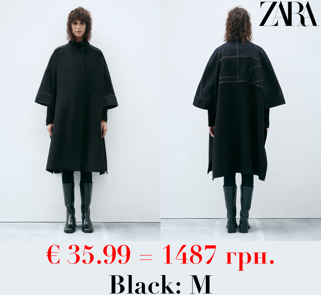 ZW COLLECTION CONTRAST MANTECO WOOL CAPE