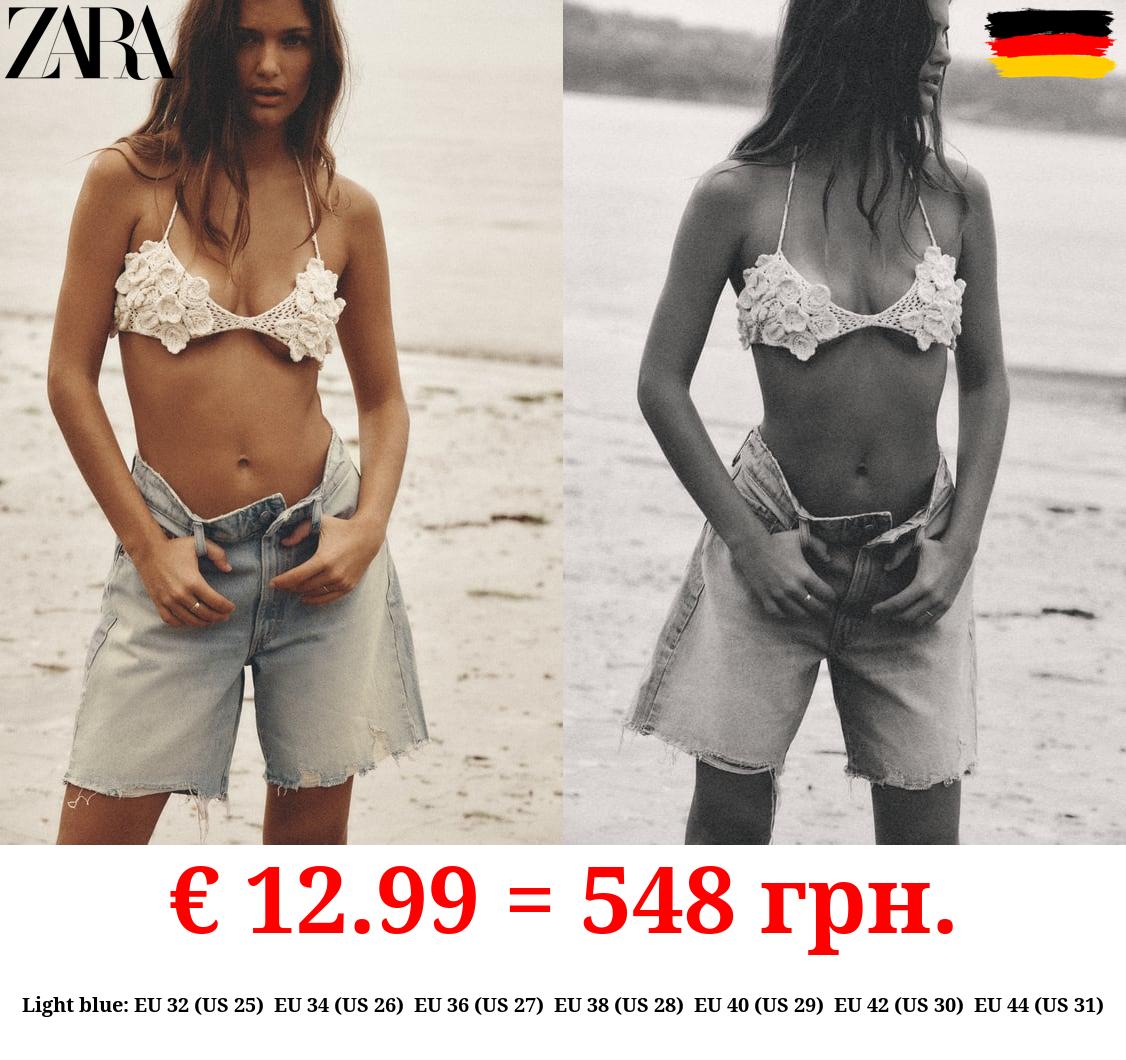 LOOSE FIT DENIM TRF BERMUDA SHORTS