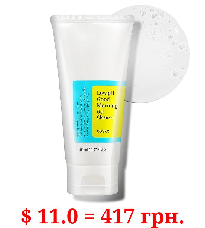 COSRX Low pH Good Morning Gel Cleanser, Daily Mild Face Cleanser for Sensitive Skin, PH Balancing, Anti Breakouts, No Parabens, No Sulfates, Korean Skincare (5.07 fl.oz/150ml)