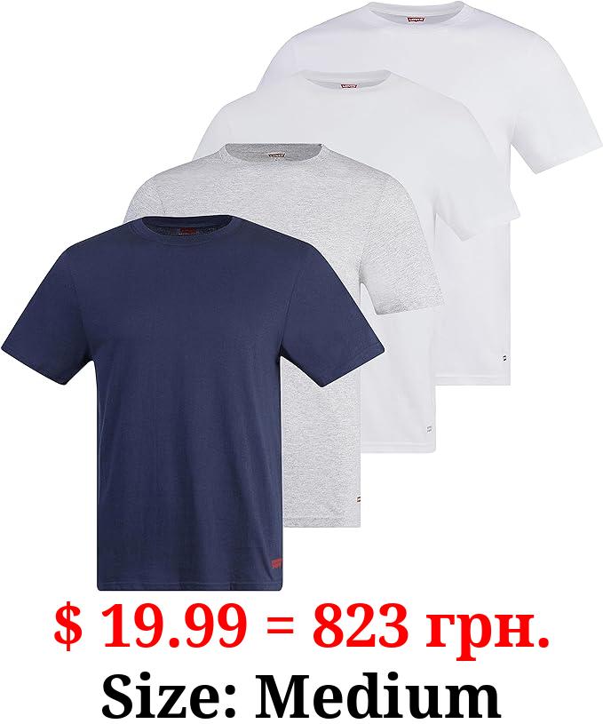 Levi's Mens Undershirts 4 Pack Mens Lightweight T Shirt Crew Neck Undershirt, 100% Cotton