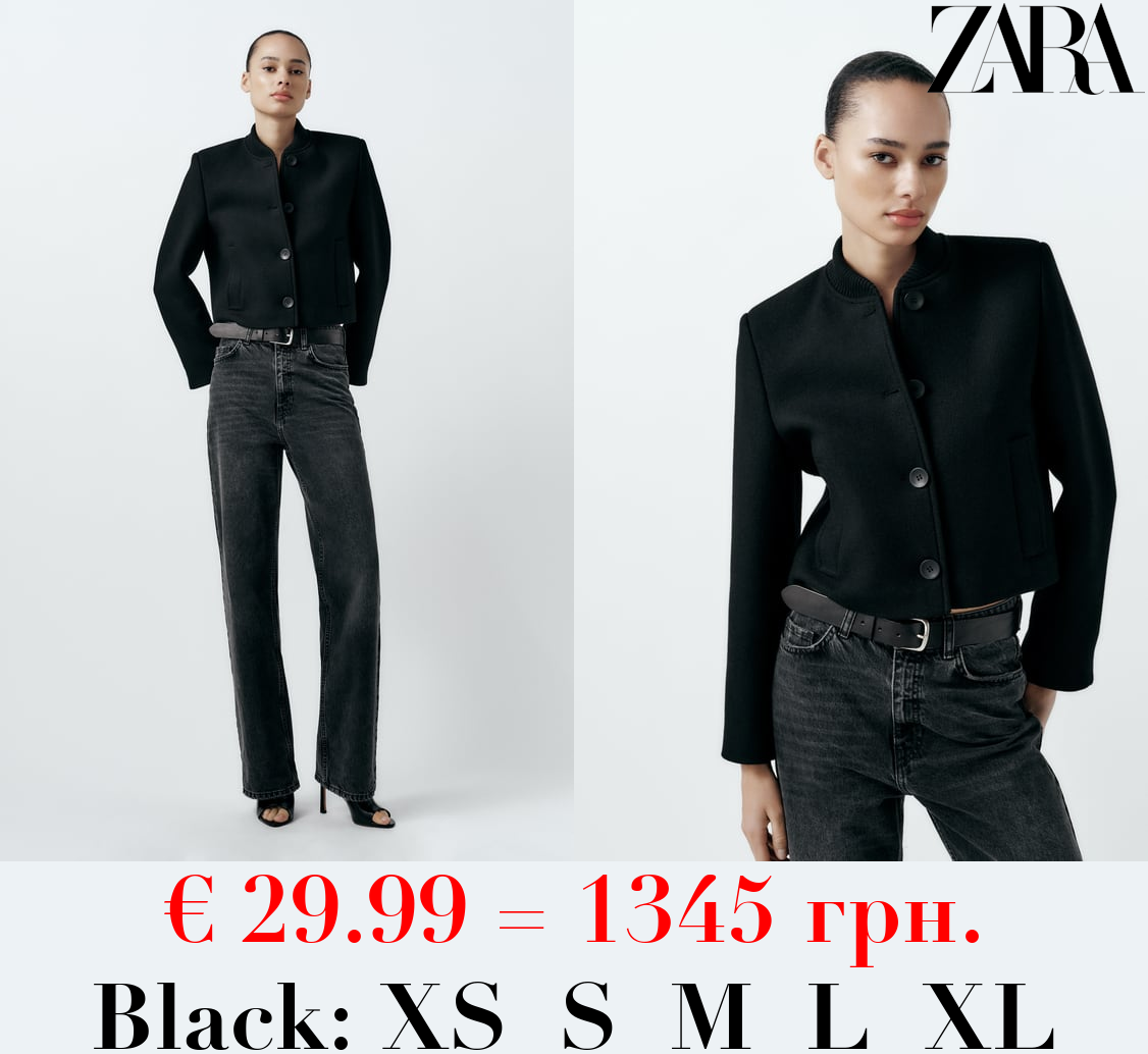 WOOL BLEND BOMBER JACKET WITH BUTTONS