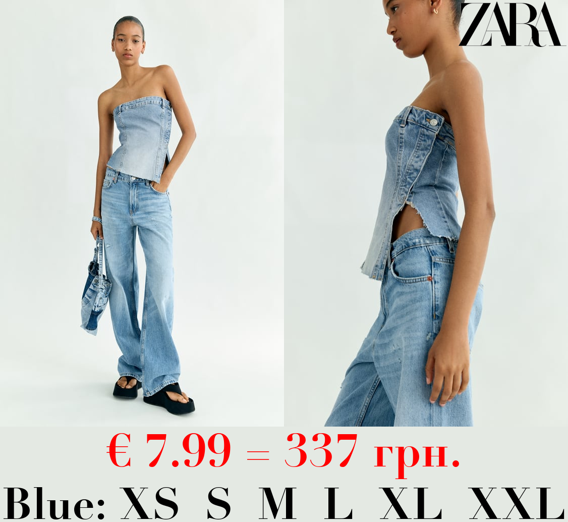 DENIM TRF CORSETRY-INSPIRED TOP