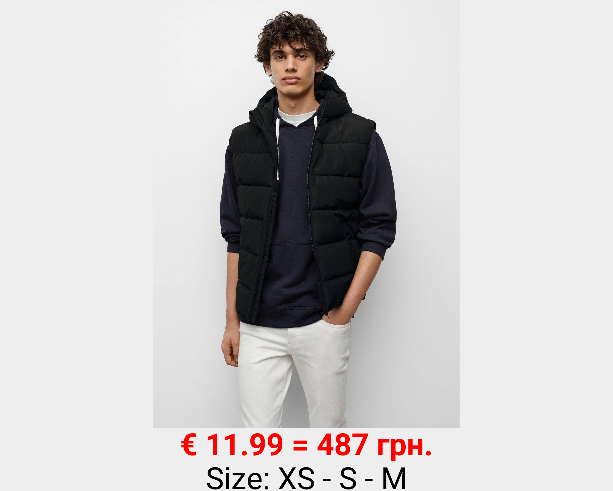 Chaleco capucha plumas