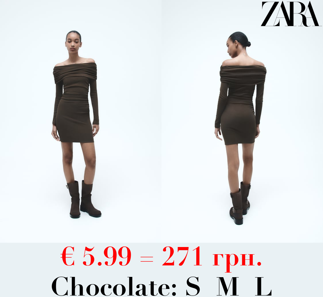 OFF-THE-SHOULDER DRESS WITH GATHERED DETAIL