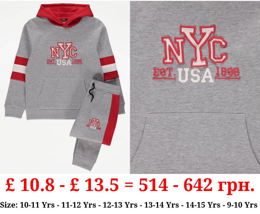 Grey NYC Collegiate Hoodie and Joggers Outfit