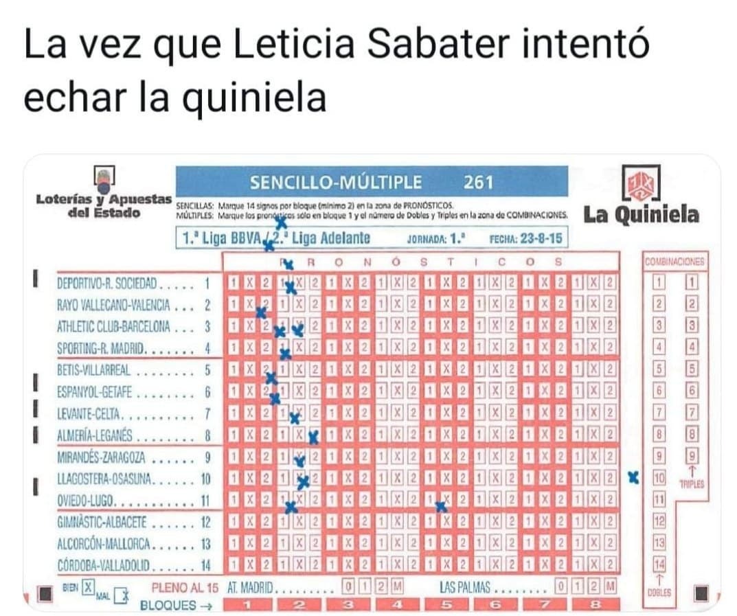 Leticia Sabater y su primera quiniela